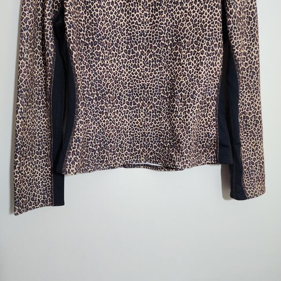 Hot Chillys 1/4 zip cheetah print color block under sleeves shirt woman's size L - Picture 10 of 15
